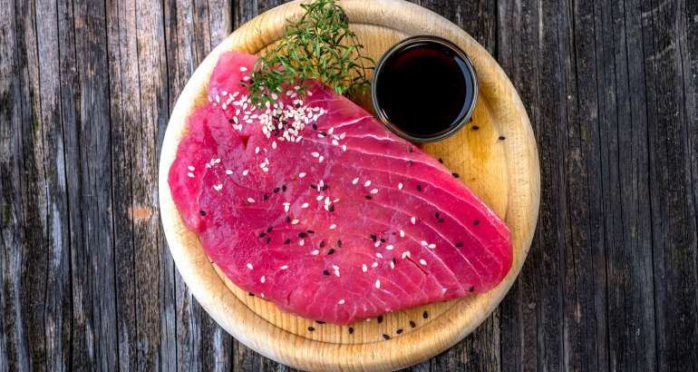 Raw tuna fillet